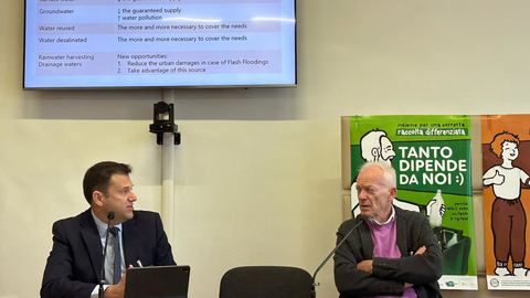 Imagen del director general del Agua, Jos&eacute; Sandoval, en la jornada inaugural del proyecto Gov4water celebrada en la ciudad italiana de Foligno.