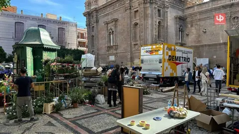 Imagen del rodaje de una producci&oacute;n en el centro de Murcia