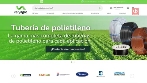 Captura de pantalla de la web de Veryagro