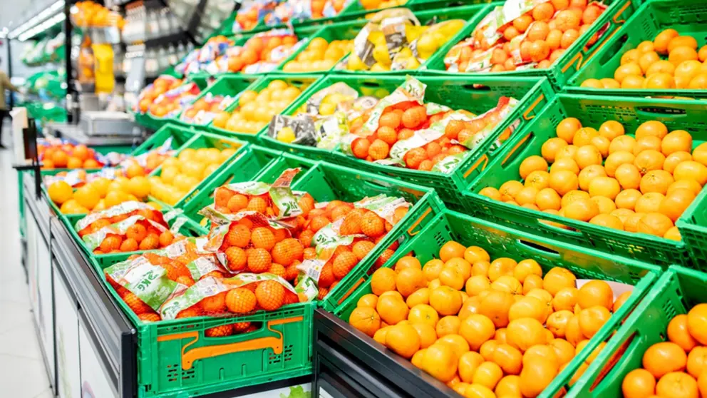 Cítricos de origen nacional en la sección de Fruta y Verdura de Mercadona.