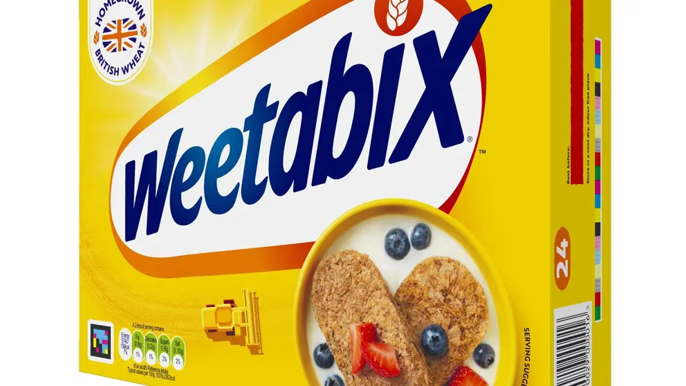 Paquete de Weetabix, con el código de Navilens en la parte inferior izquierda