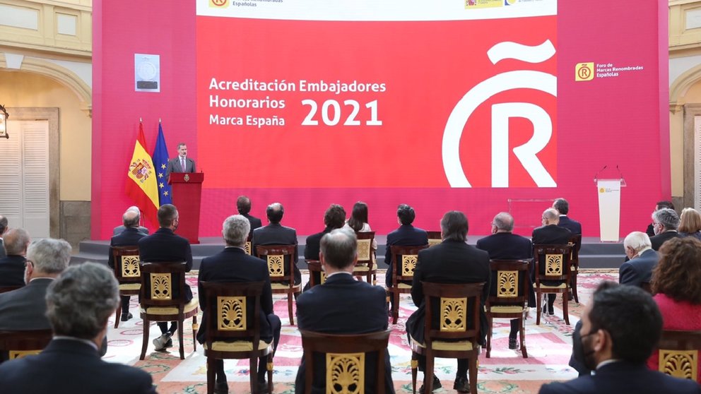 El Rey Felipe VI interviene en el acto de entrega de las acreditaciones a los nuevos embajadores de la novena edición de 'Embajadores Honorarios de la Marca España'