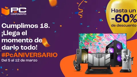 PcComponentes se hace 'mayor de edad' y celebra su #PcAniversario con descuentos de hasta el 60%