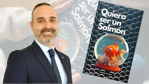 Fotomontaje con la imagen de Andr&eacute;s Romero y la portada del libro 'Quiero ser un salm&oacute;n'