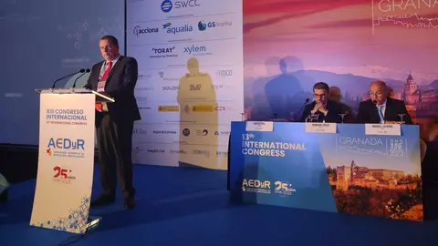 El director de Esamur, Ignacio D&iacute;az, durante su intervenci&oacute;n en el Congreso de la Asociaci&oacute;n Espa&ntilde;ola de Desalaci&oacute;n y Depuraci&oacute;n.