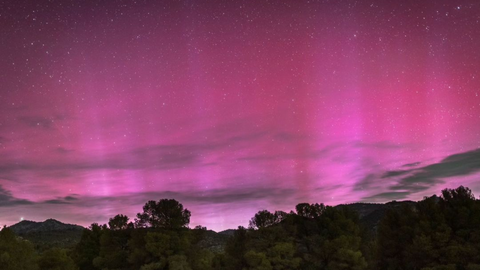 Aurora boral captada la madrugada del 11 de mayo de 2024 en Archivel (Caravaca) (Foto: Antonio L&oacute;pez Sevilla)