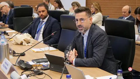 El director general de Uni&oacute;n Europea, Adri&aacute;n Zittelli, interviene en la reuni&oacute;n del CRPM celebrada en Chipre.
