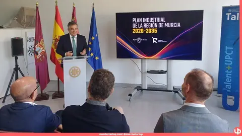 El consejero de Medio Ambiente, Universidades, Investigaci&oacute;n y Mar Menor, Juan Mar&iacute;a V&aacute;zquez, presenta el Plan Industrial de la Regi&oacute;n de Murcia al Consejo Social de la Universidad Polit&eacute;cnica de Cartagena (UPCT)