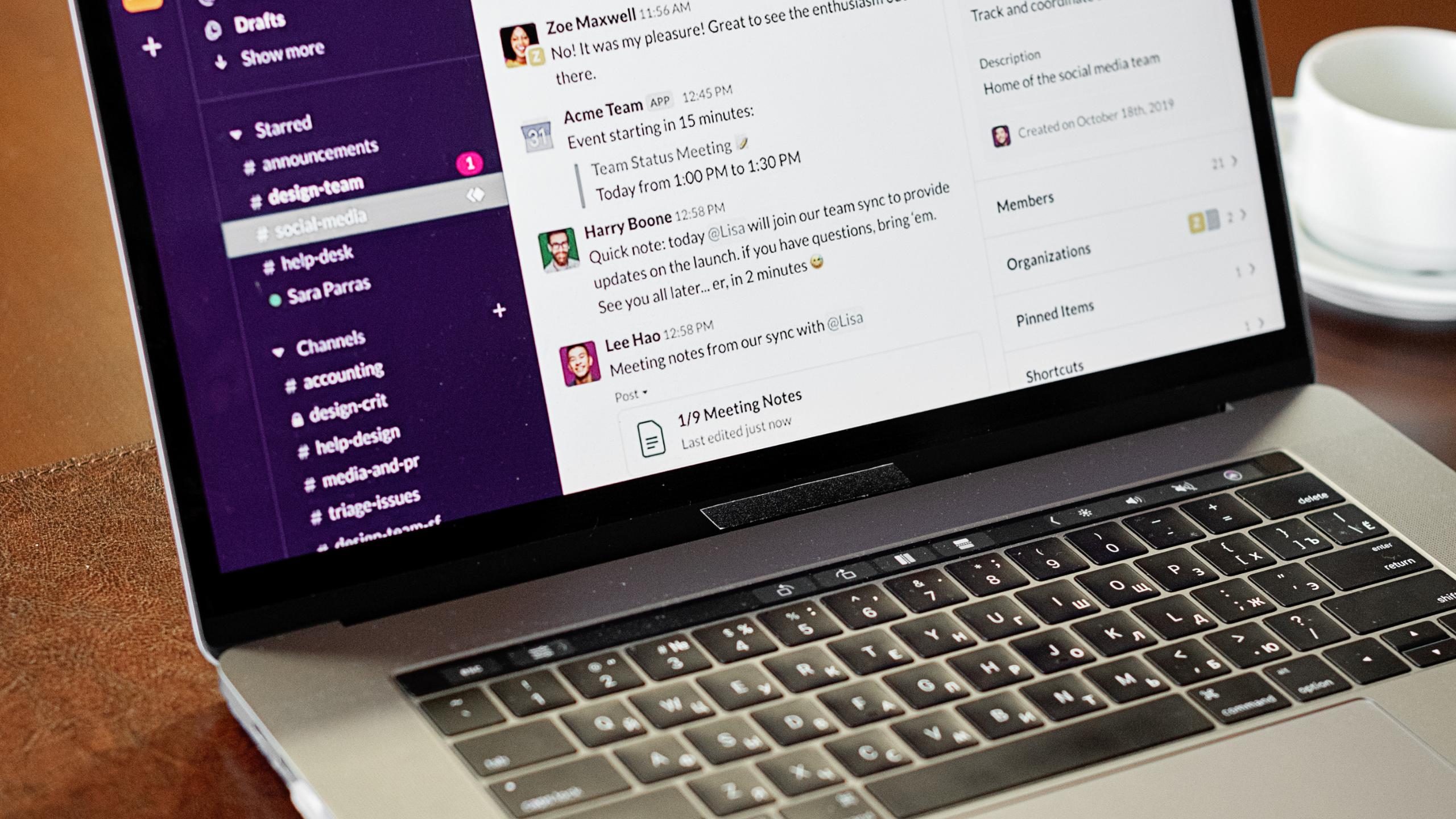 Interfaz de Slack